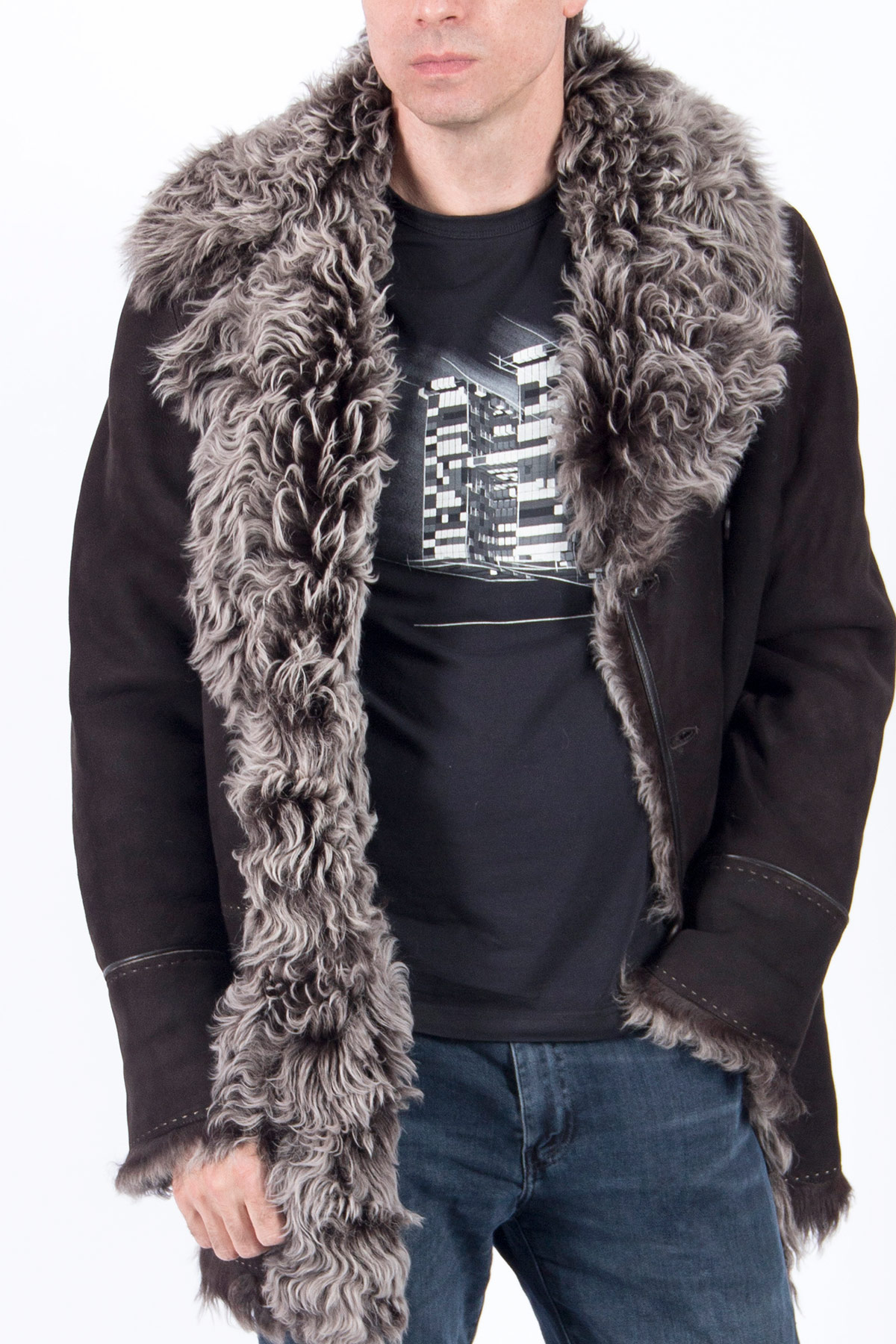 Мужские зимние куртки с мехом волка